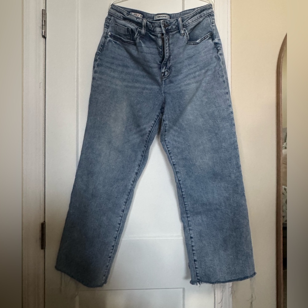 Vigoss Royce 70’s Crop Light Blue Straight Wide Leg Jeans Sz 31